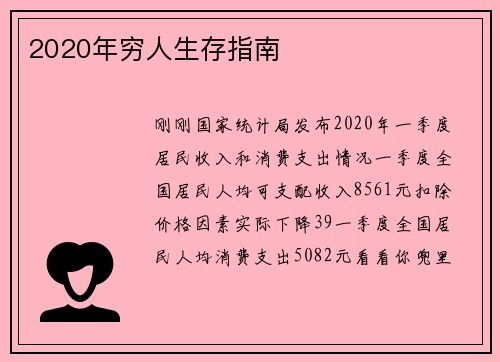 2020年穷人生存指南